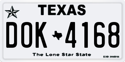 TX license plate DOK4168