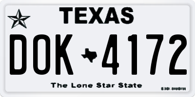 TX license plate DOK4172