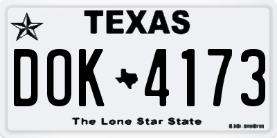 TX license plate DOK4173