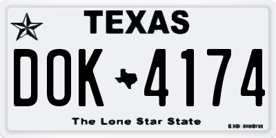 TX license plate DOK4174