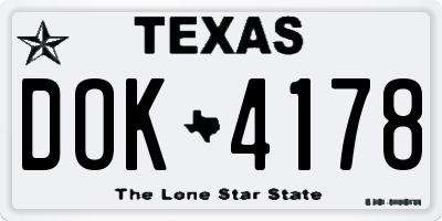 TX license plate DOK4178