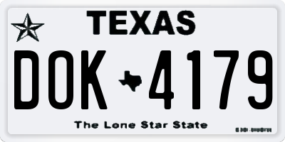TX license plate DOK4179