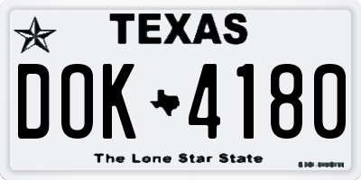 TX license plate DOK4180