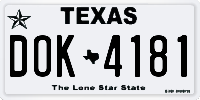 TX license plate DOK4181