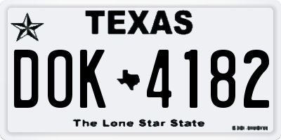 TX license plate DOK4182