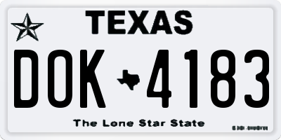 TX license plate DOK4183