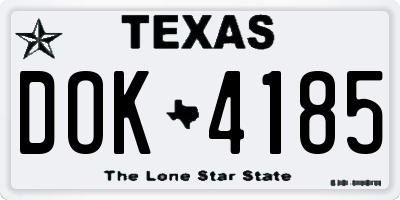 TX license plate DOK4185