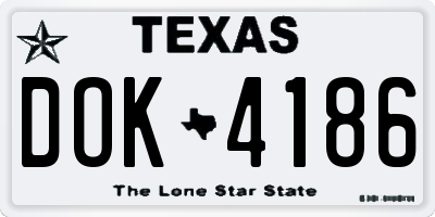 TX license plate DOK4186