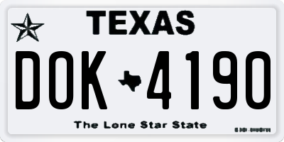 TX license plate DOK4190