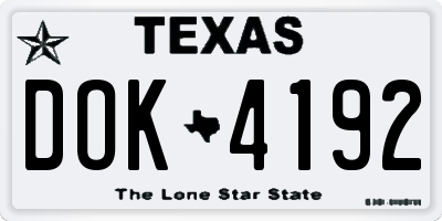 TX license plate DOK4192