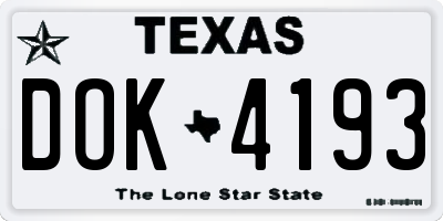 TX license plate DOK4193