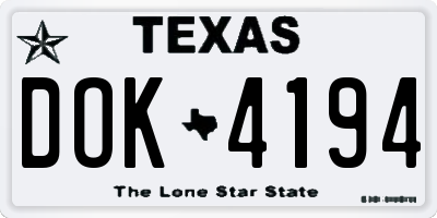 TX license plate DOK4194