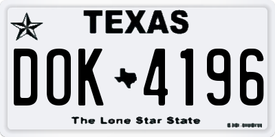 TX license plate DOK4196