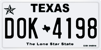 TX license plate DOK4198