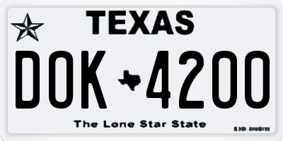 TX license plate DOK4200