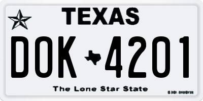 TX license plate DOK4201