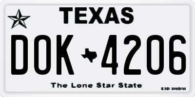 TX license plate DOK4206