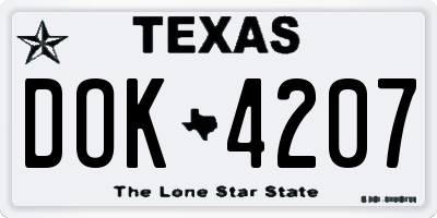 TX license plate DOK4207