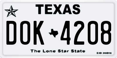 TX license plate DOK4208