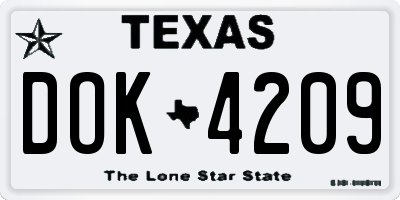 TX license plate DOK4209