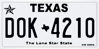 TX license plate DOK4210
