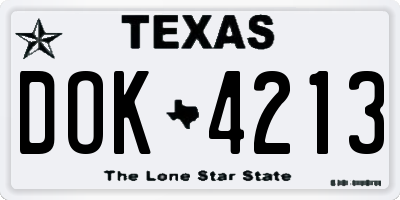 TX license plate DOK4213