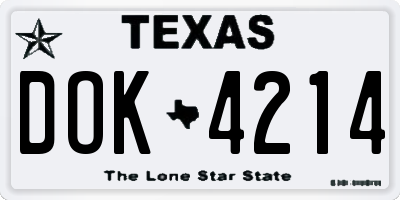 TX license plate DOK4214