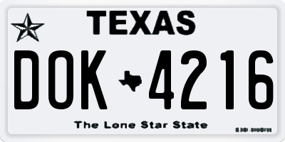 TX license plate DOK4216