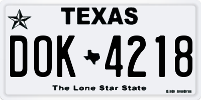 TX license plate DOK4218
