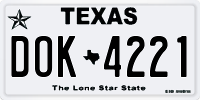 TX license plate DOK4221