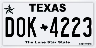 TX license plate DOK4223