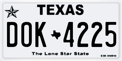 TX license plate DOK4225