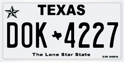 TX license plate DOK4227