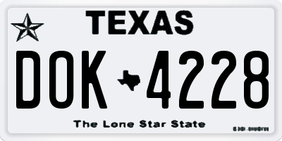 TX license plate DOK4228