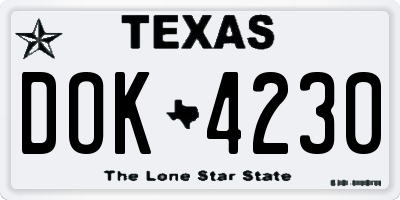 TX license plate DOK4230