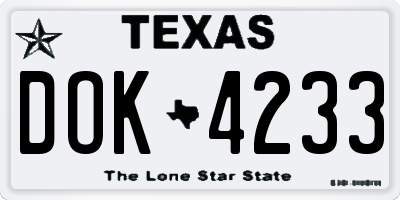 TX license plate DOK4233
