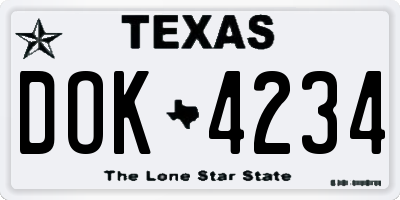 TX license plate DOK4234