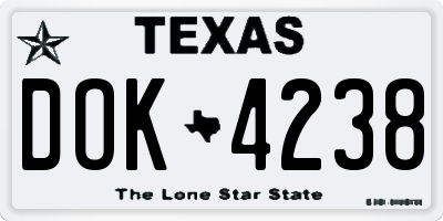 TX license plate DOK4238