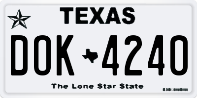 TX license plate DOK4240