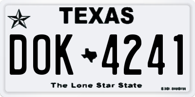 TX license plate DOK4241
