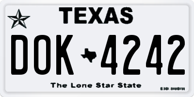 TX license plate DOK4242