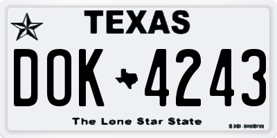 TX license plate DOK4243