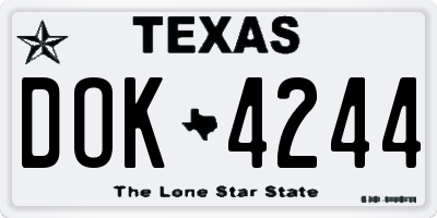 TX license plate DOK4244