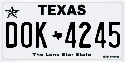 TX license plate DOK4245