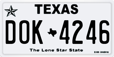 TX license plate DOK4246