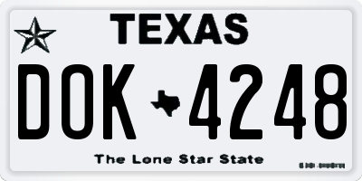 TX license plate DOK4248