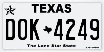 TX license plate DOK4249