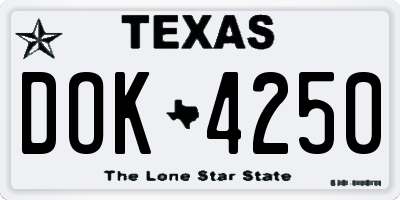 TX license plate DOK4250