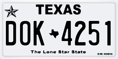 TX license plate DOK4251