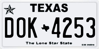 TX license plate DOK4253